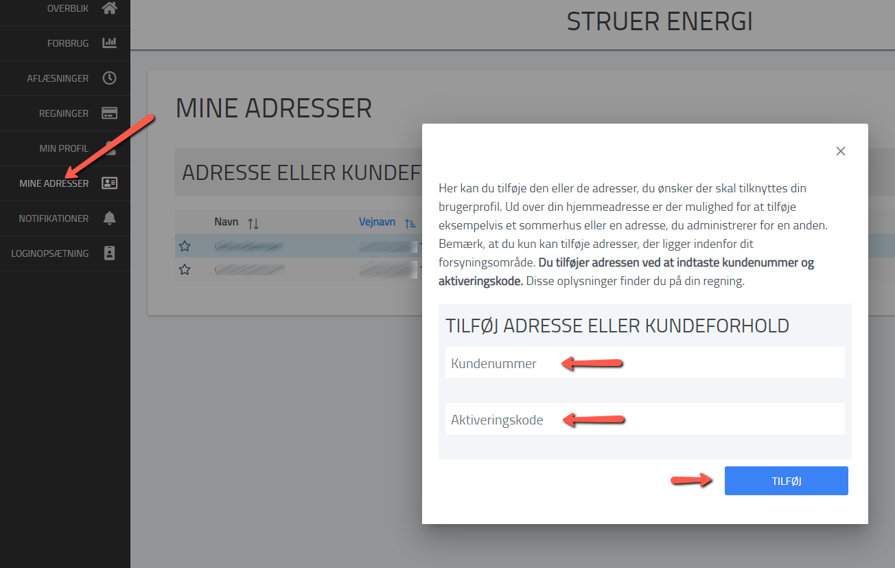 Min Forsyning tilføj adresse